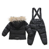 Child Thick Down Coat Racoon Fur Collar Warm Trousers  black   S - Mega Save Wholesale & Retail - 2