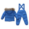 Child Thick Down Coat Racoon Fur Collar Warm Trousers   dark blue   S - Mega Save Wholesale & Retail - 2