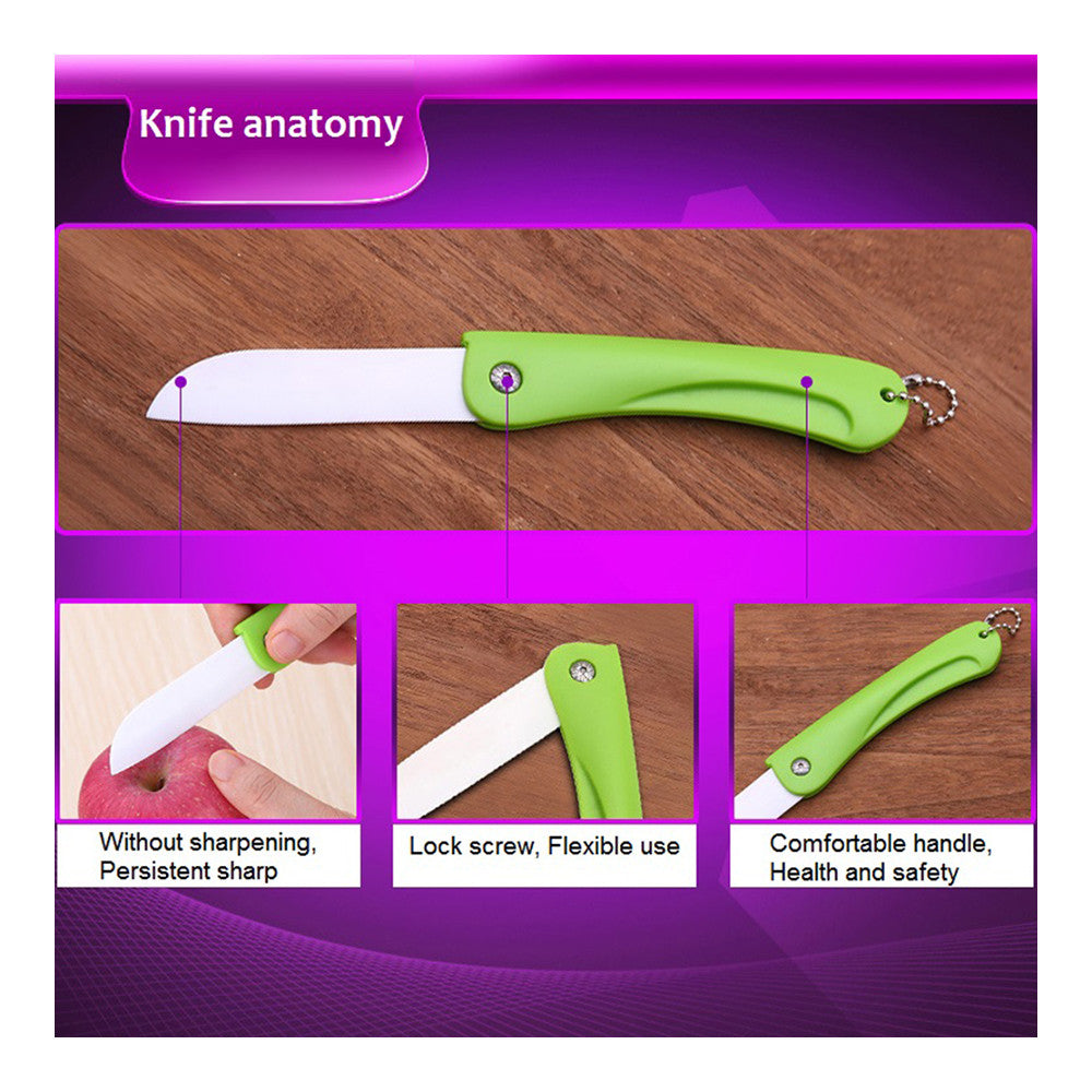Bai Wei Shi fruit knife ceramic knife folding knife portable mini portable peeler peel - Mega Save Wholesale & Retail - 2