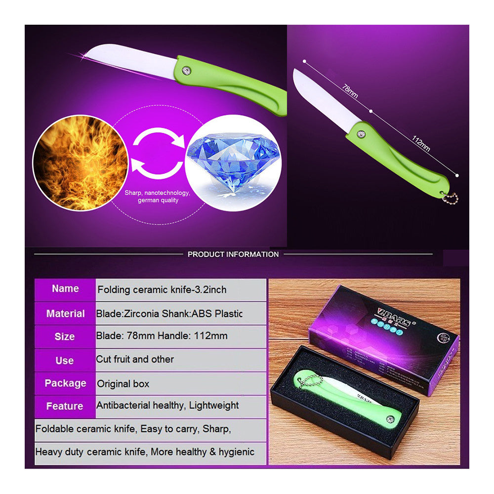 Bai Wei Shi fruit knife ceramic knife folding knife portable mini portable peeler peel - Mega Save Wholesale & Retail - 3