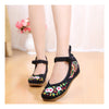 Old Beijing Embroidered Sunflower Black Shoes for Women in National Style with Floral Designs & Straps - Mega Save Wholesale & Retail - 1