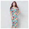 Hot Women Floral Print Slim Dress Bandage Bodycon Stretch Mini Pencil Dress White S - Mega Save Wholesale & Retail - 5