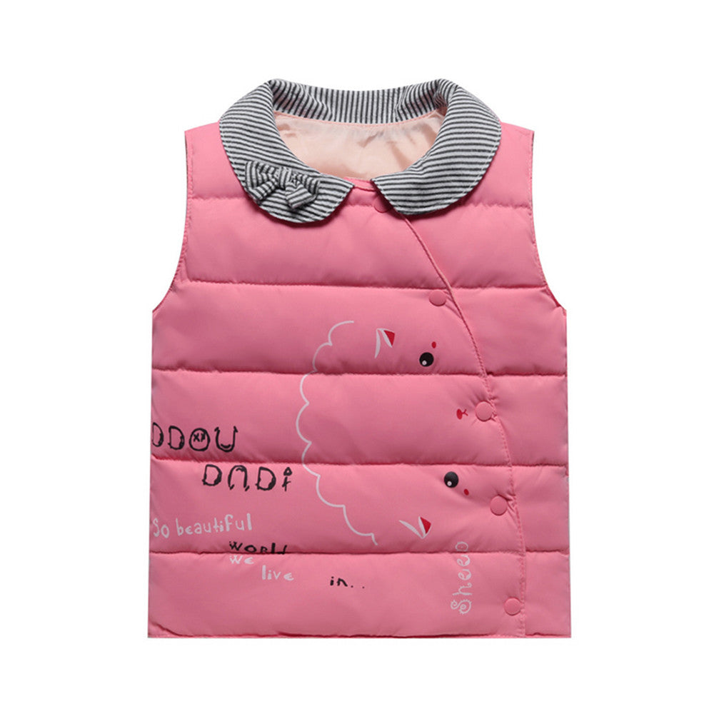 Woman Down Coat Vest Thick Waistcoat Children Garments   pink   100cm - Mega Save Wholesale & Retail - 1