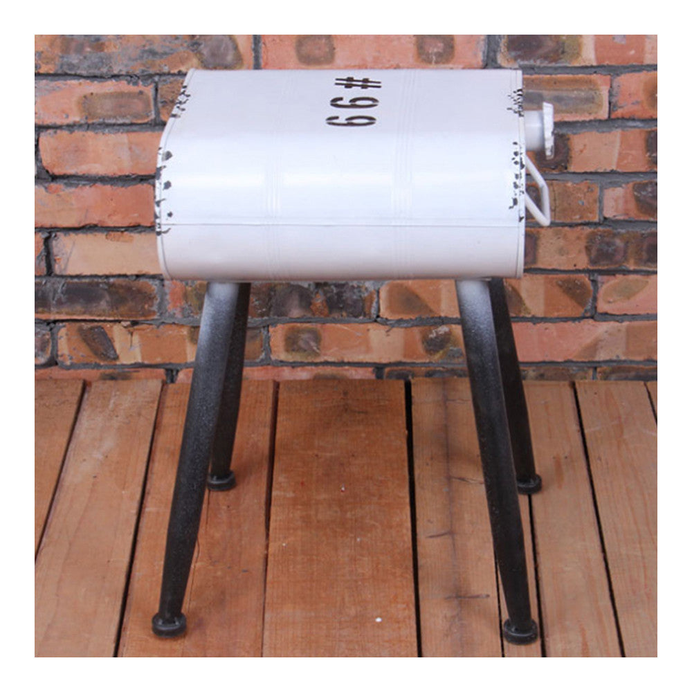 Vintage Oil Bucket Iron Stool Bar Cafes Chair   white - Mega Save Wholesale & Retail - 1