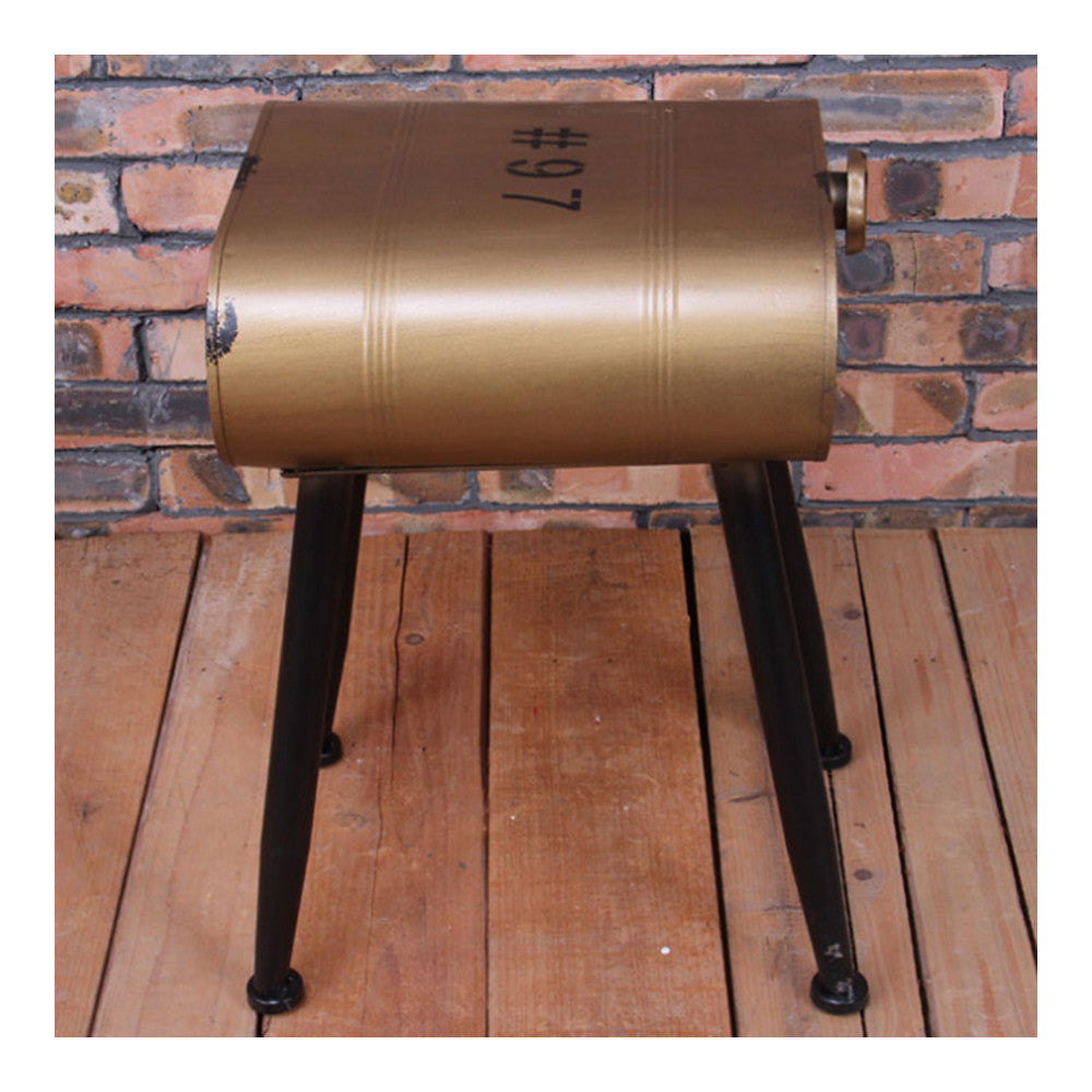 Vintage Oil Bucket Iron Stool Bar Cafes Chair   golden - Mega Save Wholesale & Retail - 1