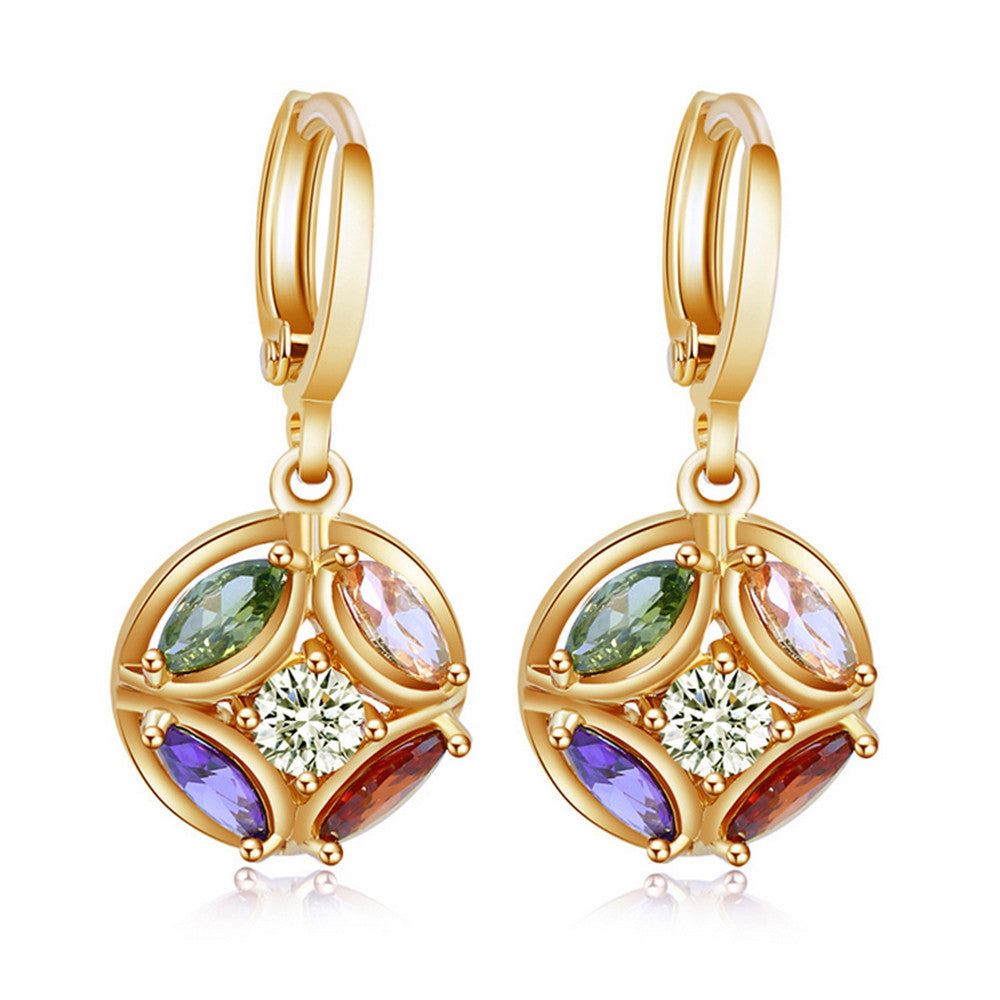 Boutique Earrings Top Grade Zircon Ear Accessory 18K Gold Galvanized   gold plated colorful zircon - Mega Save Wholesale & Retail - 1