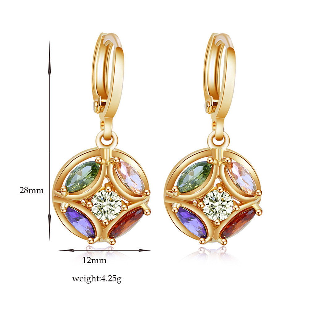 Boutique Earrings Top Grade Zircon Ear Accessory 18K Gold Galvanized   gold plated green zircon - Mega Save Wholesale & Retail - 2