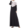 Muslim Long Dress Motley Splicing   grey