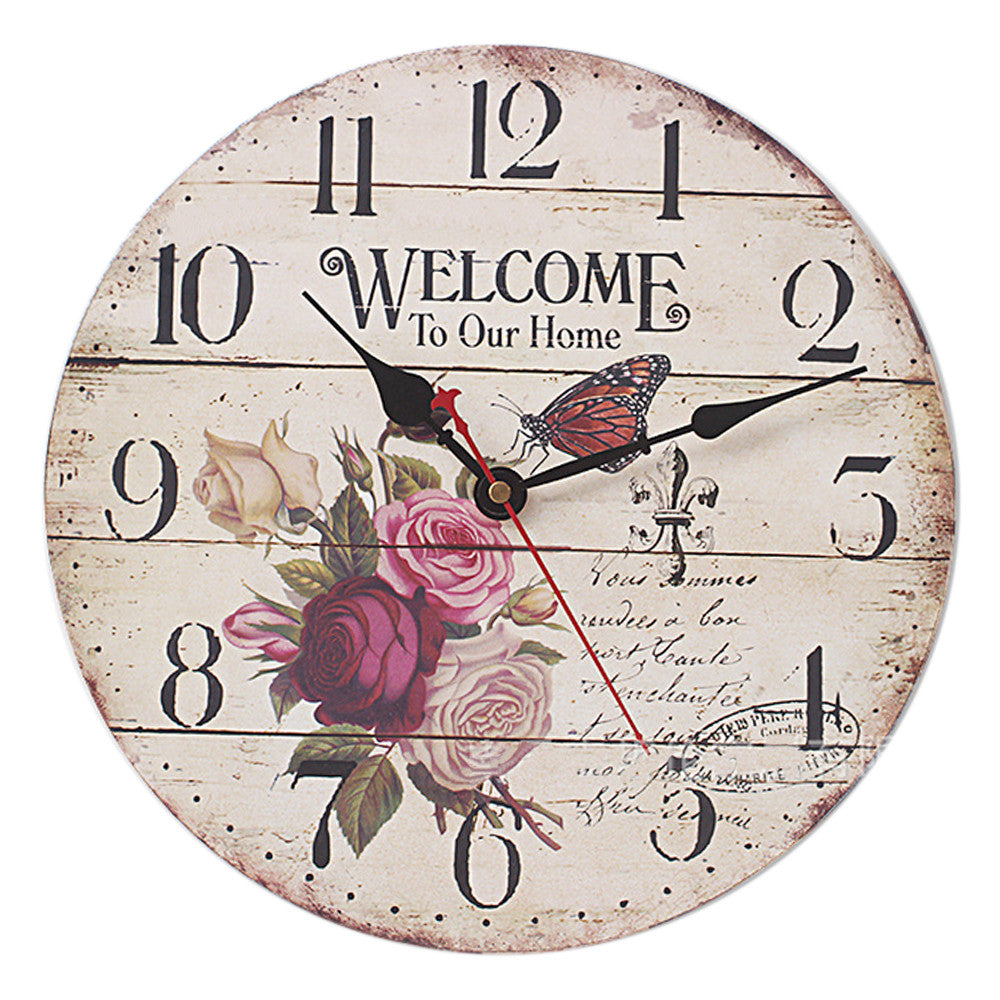 Hang Wall Clock Wooden Sildent Quartz  V - Mega Save Wholesale & Retail