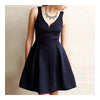 Solid Color Boob Tube Top A-line Skirt Sexy Backless Dress   navy   S - Mega Save Wholesale & Retail - 1