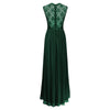 Lace Long Dress Sleeveless Hollow Backless Chiffon  green    S - Mega Save Wholesale & Retail - 2