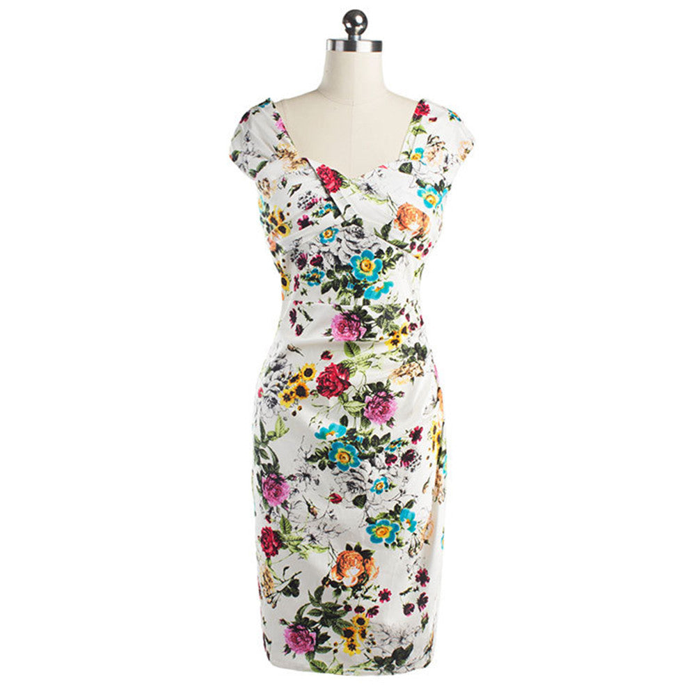 Summer Printing Sexy Dress Sleeveless V Neck   S - Mega Save Wholesale & Retail - 1