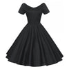 Woman Hepburn Style Dress 50s Solid Color Big Peplum    black   S - Mega Save Wholesale & Retail - 1