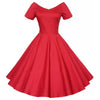 Woman Hepburn Style Dress 50s Solid Color Big Peplum   red   S - Mega Save Wholesale & Retail - 1