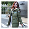 Woman Down Coat Thick Middle Long Cotton Coat   dark green   M - Mega Save Wholesale & Retail - 1