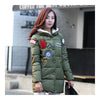 Woman Down Coat Thick Middle Long Cotton Coat   dark green   M - Mega Save Wholesale & Retail - 3