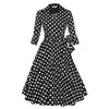 Hepburn Style A-line Dress Dot Big Peplum   black dot   S - Mega Save Wholesale & Retail - 1