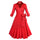 Hepburn Style A-line Dress Dot Big Peplum   red    S - Mega Save Wholesale & Retail - 1