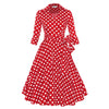 Hepburn Style A-line Dress Dot Big Peplum   red dot   S - Mega Save Wholesale & Retail - 1