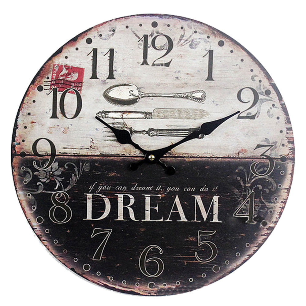Hang Wall Clock Wooden Sildent Quartz  W - Mega Save Wholesale & Retail