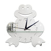 3D Silent Wall Clock Cartoon Frog Mirror   silver - Mega Save Wholesale & Retail