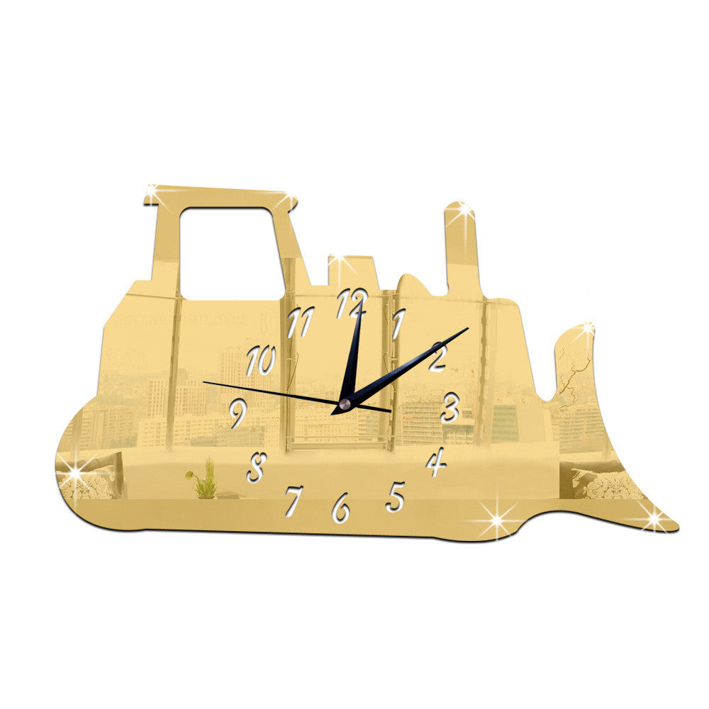 Silent Tank Mirror Wall Clock    golden - Mega Save Wholesale & Retail