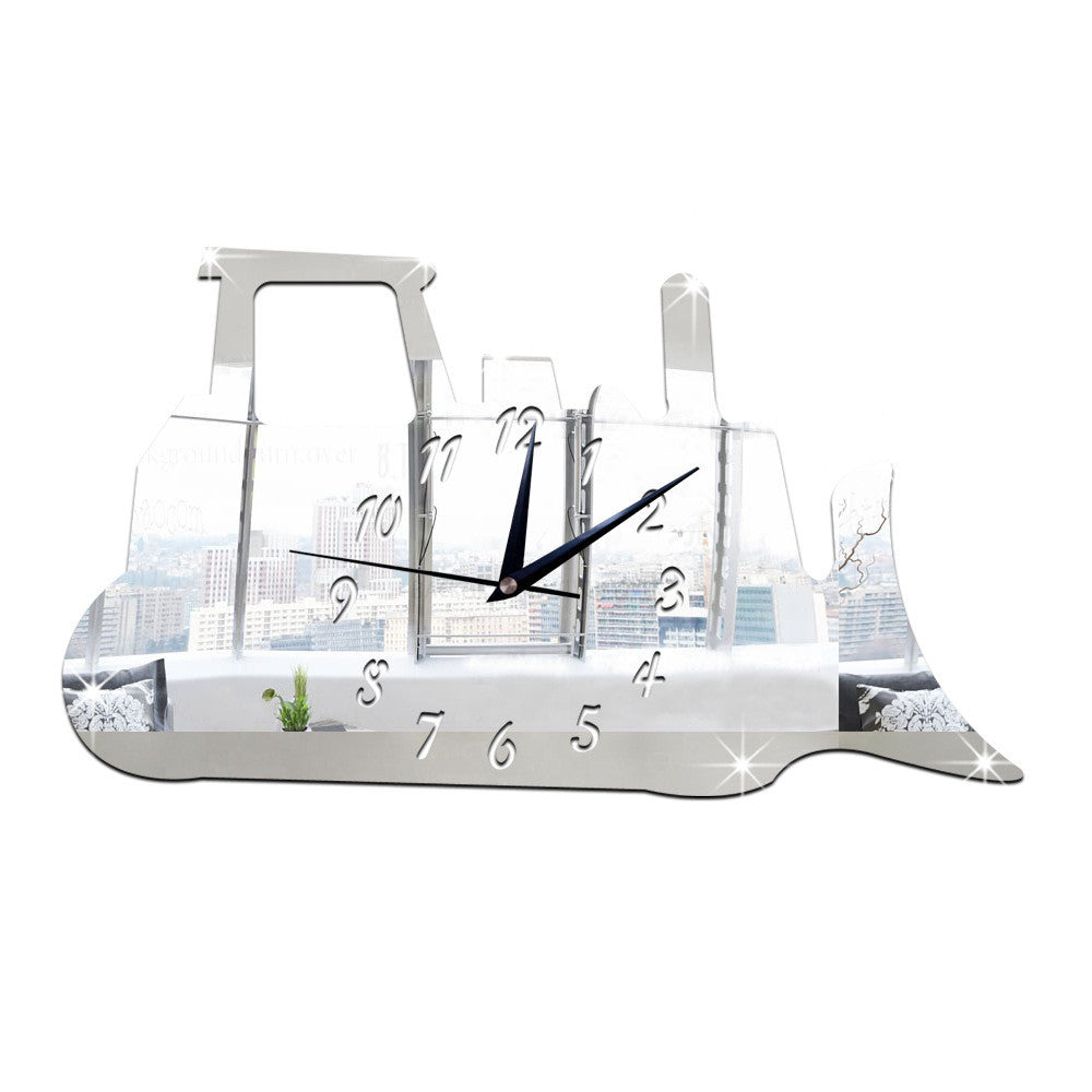 Silent Tank Mirror Wall Clock   silver - Mega Save Wholesale & Retail