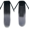 Gradient Ramp Horsetail Lace-up Straight Wig KBMW black to light granny grey - Mega Save Wholesale & Retail - 1