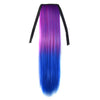 Gradient Ramp Horsetail Lace-up Straight Wig KBMW rose red to dark blue - Mega Save Wholesale & Retail - 1