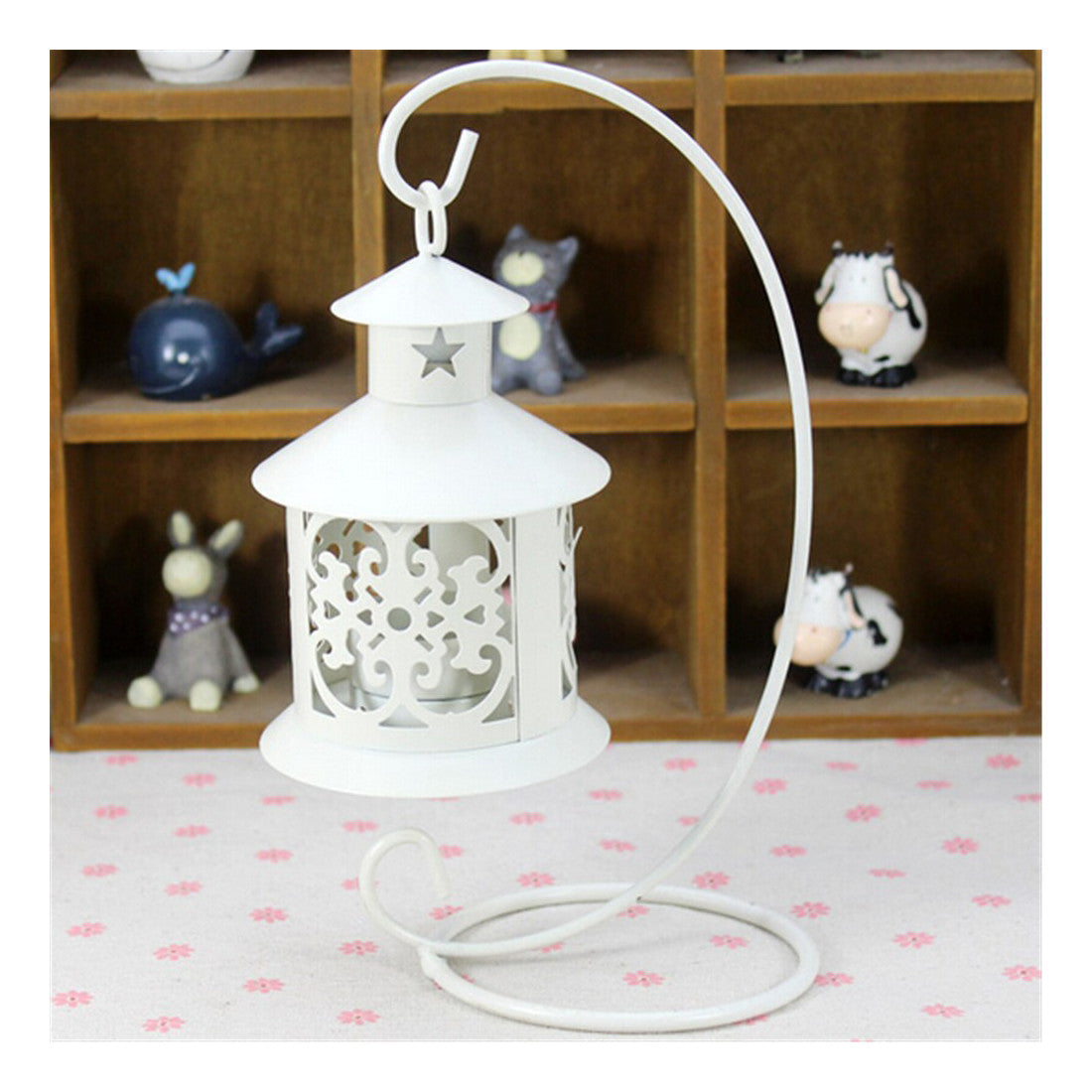 Retro Hollowed Out Iron Art Candle Holder  White - Mega Save Wholesale & Retail - 1