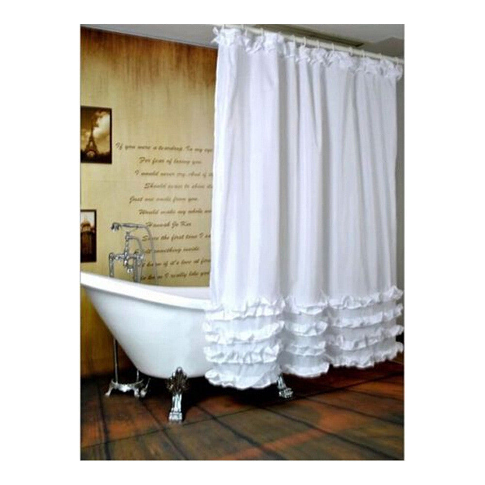 White  Waterproof Bathroom Fabric Shower Curtain Liner 12 Hooks - Mega Save Wholesale & Retail