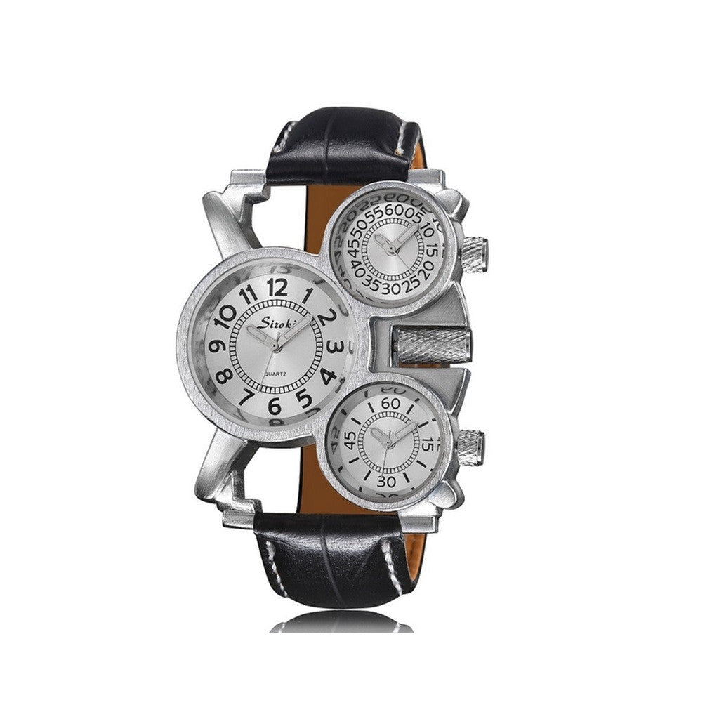 Multi Time-Zone Stainless Steel Quartz Wrist Watch - Mega Save Wholesale & Retail - 1