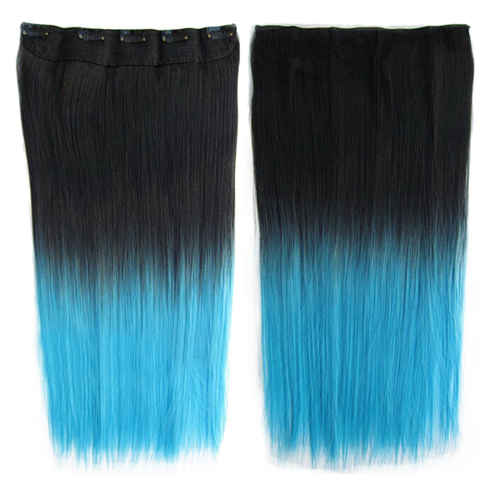 Anime Cosplay Wig Gradient Ramp 5 Cards Hair Extension   BlackTTurquoise# - Mega Save Wholesale & Retail