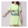 Plus Size Loose Cotton&Flax Middle Long Dress   green   M - Mega Save Wholesale & Retail - 1