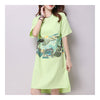 Plus Size Loose Cotton&Flax Middle Long Dress   green   M - Mega Save Wholesale & Retail - 2