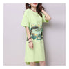 Plus Size Loose Cotton&Flax Middle Long Dress   green   M - Mega Save Wholesale & Retail - 3