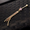 Navel Ring Buckle Ring Five-pointed Star      gold plated pink zircon - Mega Save Wholesale & Retail - 2