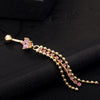 Navel Ring Buckle Ring Five-pointed Star      gold plated pink zircon - Mega Save Wholesale & Retail - 3