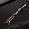 Navel Ring Buckle Ring Five-pointed Star    gold plated purple zircon - Mega Save Wholesale & Retail - 3