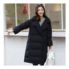 Middle Long Down Coat Woman Casual Coat   black   S - Mega Save Wholesale & Retail - 1