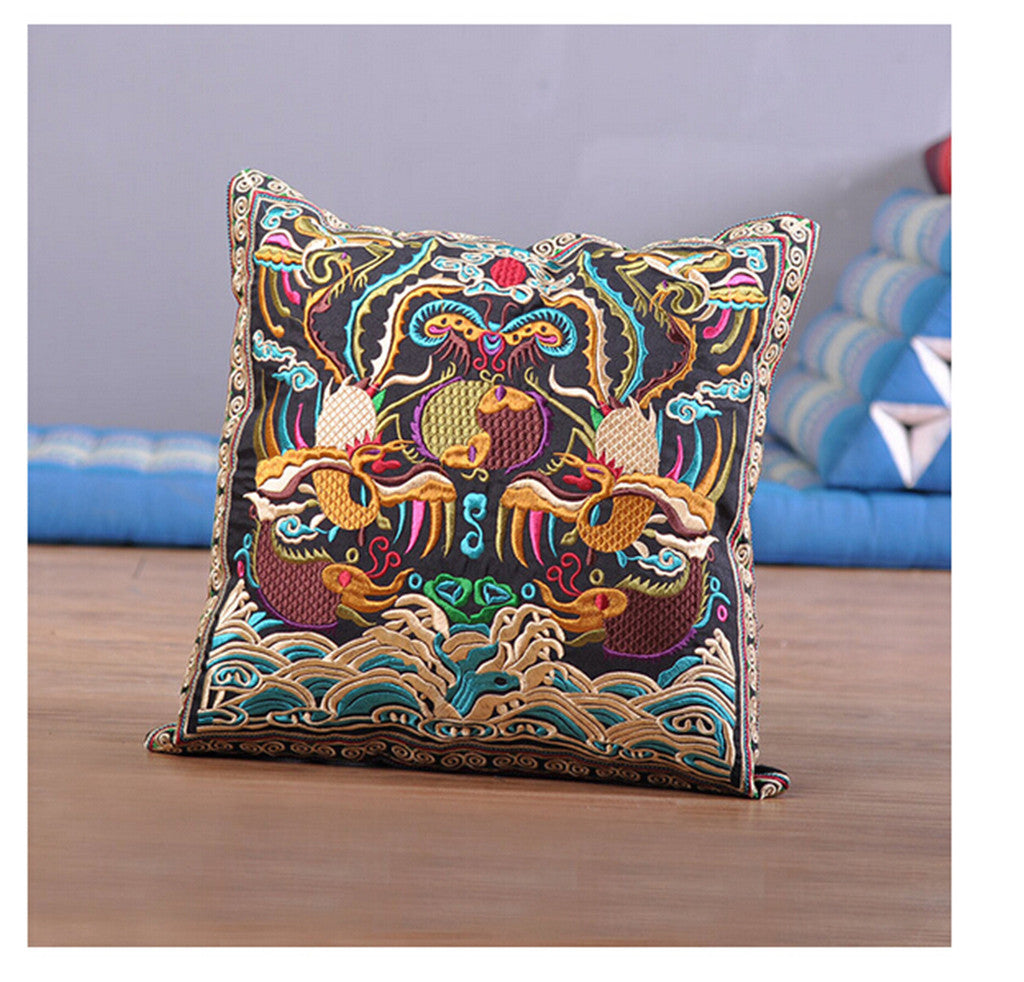 Festival Gift Original Embroidery Cushion Cover National Style Inn Hotel Embroidery Boster Case   games in lotus pool - Mega Save Wholesale & Retail - 1