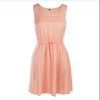 Drawstring Lace-up Dress Hollow Summer  pink   S - Mega Save Wholesale & Retail - 1