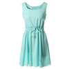 Drawstring Lace-up Dress Hollow Summer   green   S - Mega Save Wholesale & Retail - 1