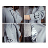 Wind Coat Long Sleeve Slim Middle Long Woman Attire   grey blue   S - Mega Save Wholesale & Retail - 4