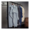 Wind Coat Long Sleeve Slim Middle Long Woman Attire   grey blue   S - Mega Save Wholesale & Retail - 5