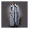 Wind Coat Long Sleeve Slim Middle Long Woman Attire   grey blue   S - Mega Save Wholesale & Retail - 1