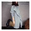 Wind Coat Long Sleeve Slim Middle Long Woman Attire   grey blue   S - Mega Save Wholesale & Retail - 2