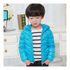 Child Thin Light Stripe Down Coat Warm Hooded Boy Girl   sky blue   100cm - Mega Save Wholesale & Retail - 1