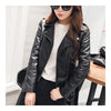 PU Faux Leather Biker Coat Woman Slim Fashionable    S - Mega Save Wholesale & Retail - 2