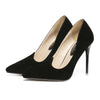 Suede Night Club Pointed Thin High Heel Shoes Low-cut   black - Mega Save Wholesale & Retail - 1